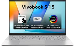 Asus Vivobook S 15 (2024) S5507qa First Copilot+ Pc New Snapdragon X Elite 78 12 Cores Ai Powered Up To 18 Hours W/ Dedicated Copilot Key & 3k Oled 120hz Display Cooler Silver