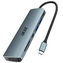 Acer Multi-Port Adapter For Laptop, Usb C Hub, 7 In 1, Grey - ODK360