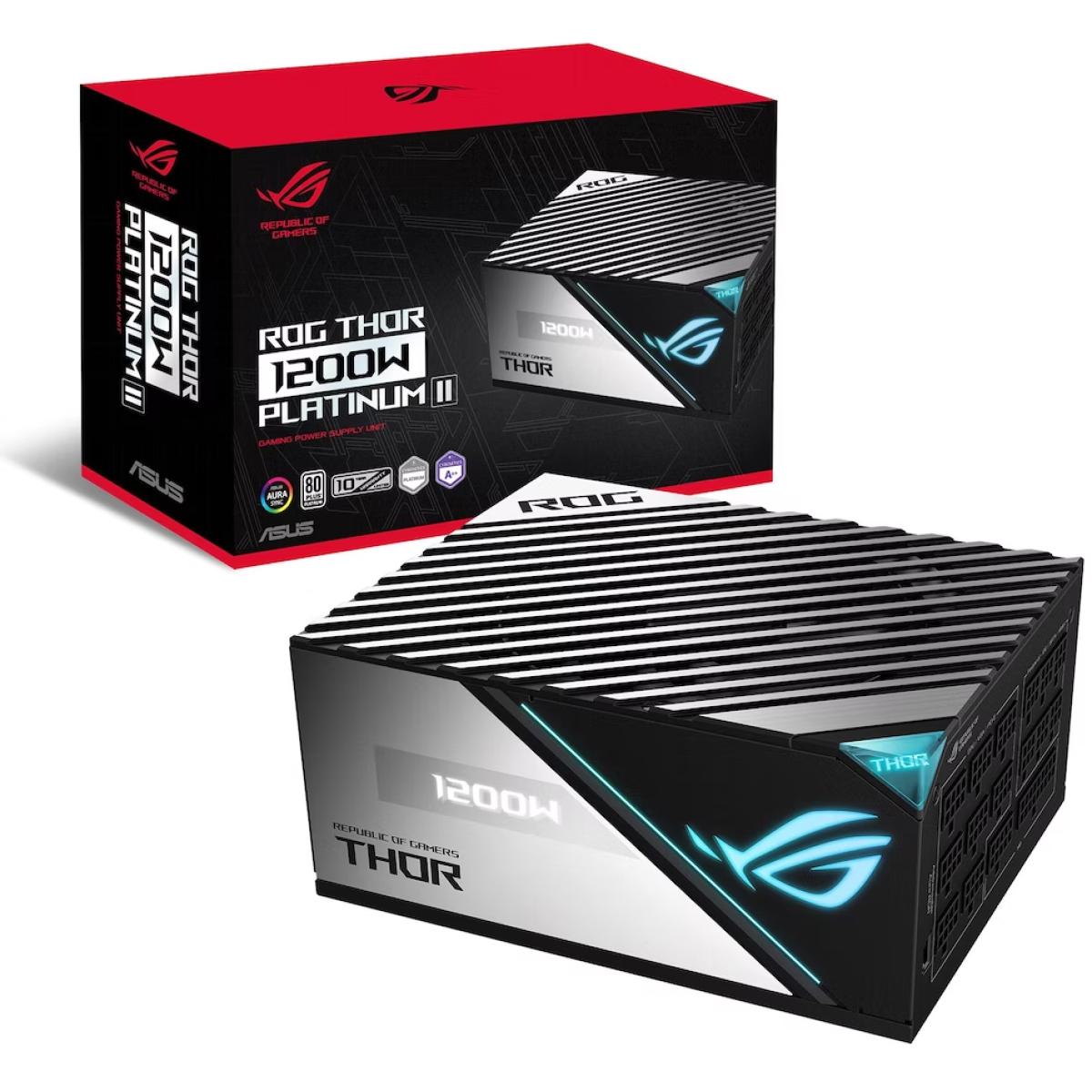 Asus Rog Thor 1200w 80+ Platinum Ii Fully Modular Lambda A++ Rog Heatsinks 135mm Fan 0db Mode Oled Panel Sleeved Cables Aura Sync