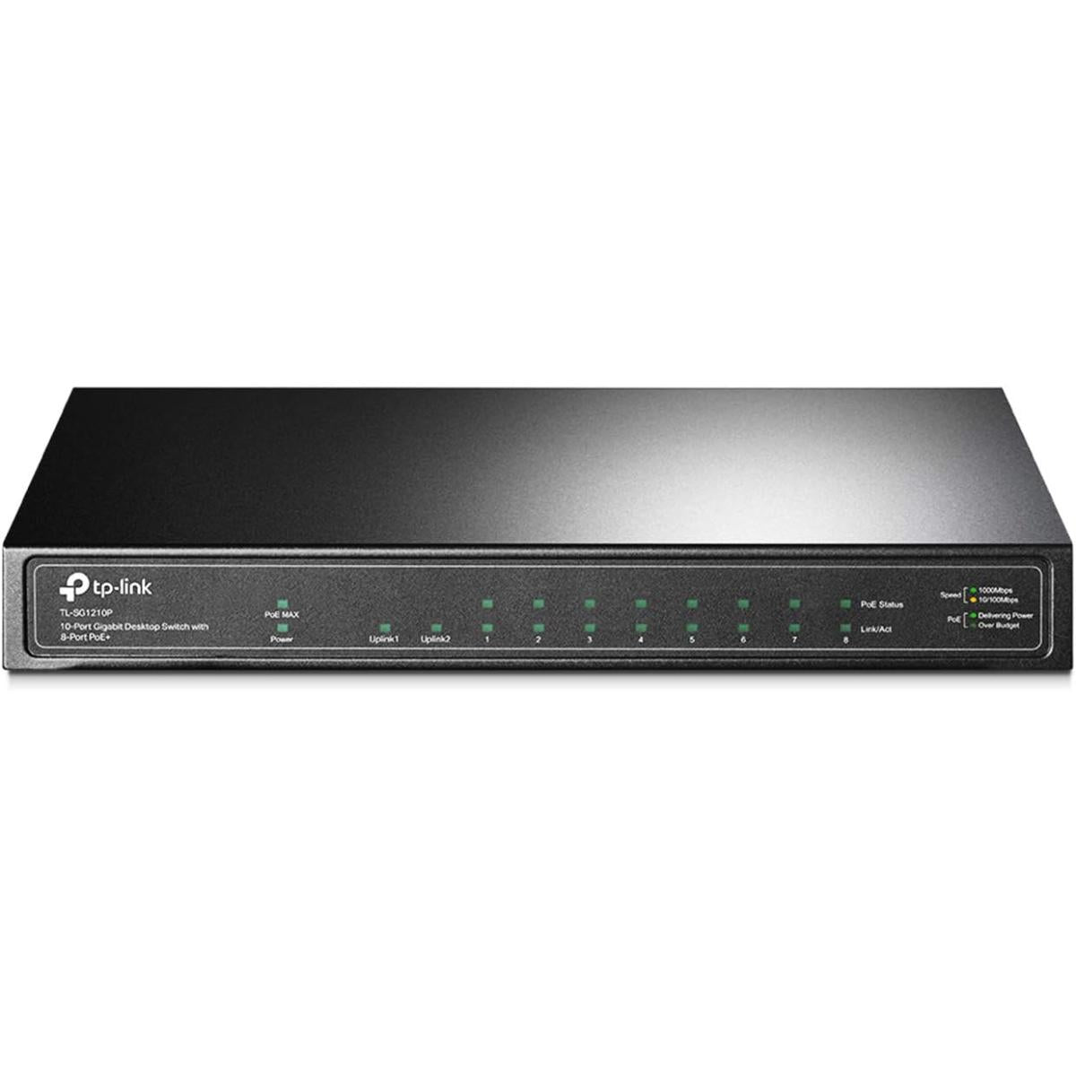 Tp Link Tl Sg1210p 8 Port Gigabit Poe Switch 63w 1 Uplink Gigabit Port 1 Sfp Slot Desktop/wall Mount Traffic Optimization