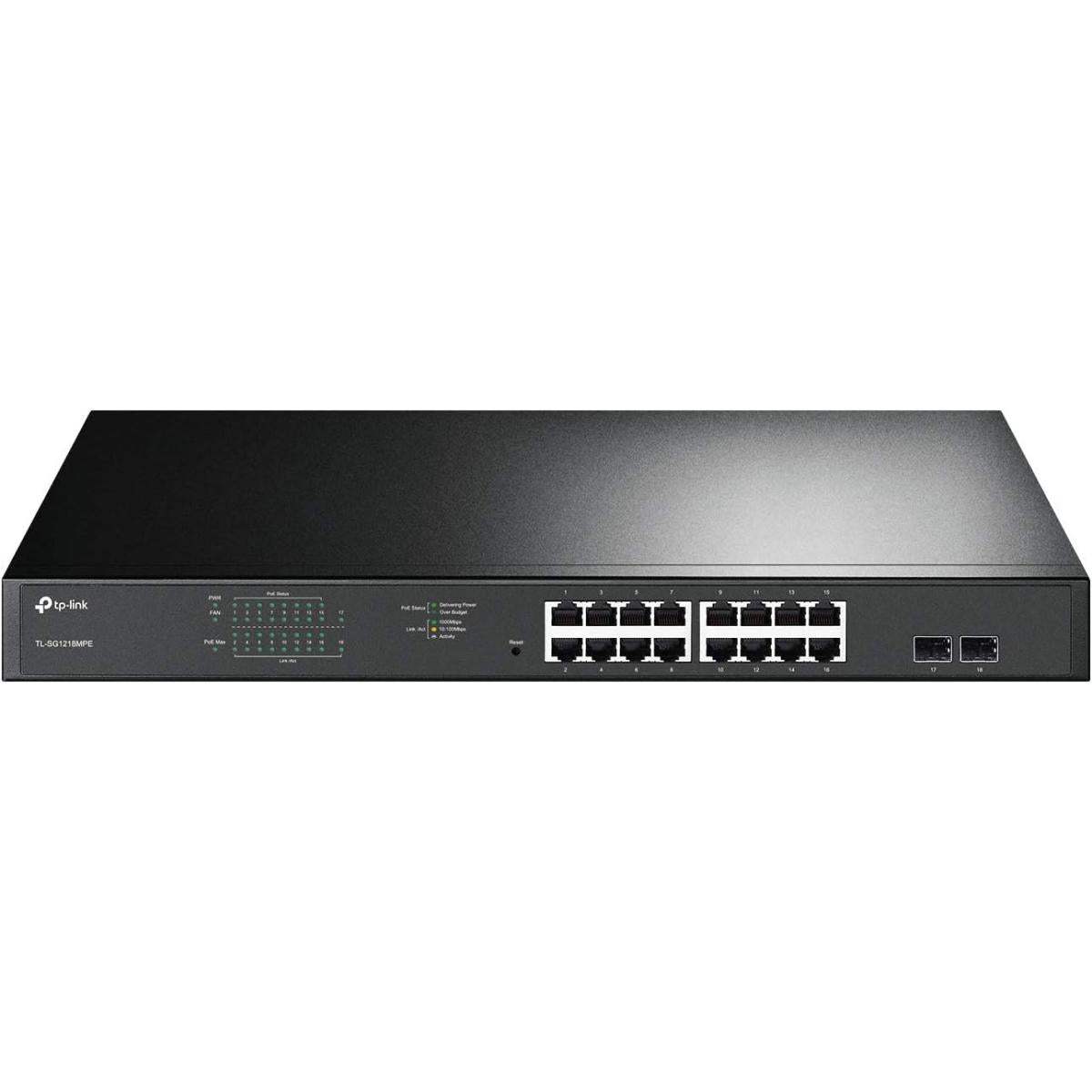 Tp Link Tl Sg1218mpe 16 Port Gigabit Poe Switch Smart Managed 250w 2 Non Poe Ports 2 Combo Sfp Slots Qos Vlan Igmp & Lag
