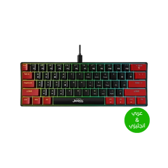 For JEDEL KL69 60% Mechanical Gaming Keyboard (Arabic/English) – Rainbow LED Backlit – 61 Keys Key – Blue Switches –Double injection key caps Illumination – USB Wired For PC (Black/Red)