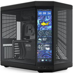 HYTE Y70 Touch Infinite Dual Chamber ATX Mid Tower Modern Aesthetic Gaming case, Enhanced Edition, Panoramic Tempered Glass Design, w/ 14.9” IPS 2.5 60Hz KTouchscreen & PCIE 4.0 Riser Cable (Black) | CS-HYTE-Y70TTI-BB |