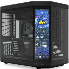 HYTE Y70 Touch Infinite Dual Chamber ATX Mid Tower Modern Aesthetic Gaming case, Enhanced Edition, Panoramic Tempered Glass Design, w/ 14.9” IPS 2.5 60Hz KTouchscreen & PCIE 4.0 Riser Cable (Black) | CS-HYTE-Y70TI-BB |