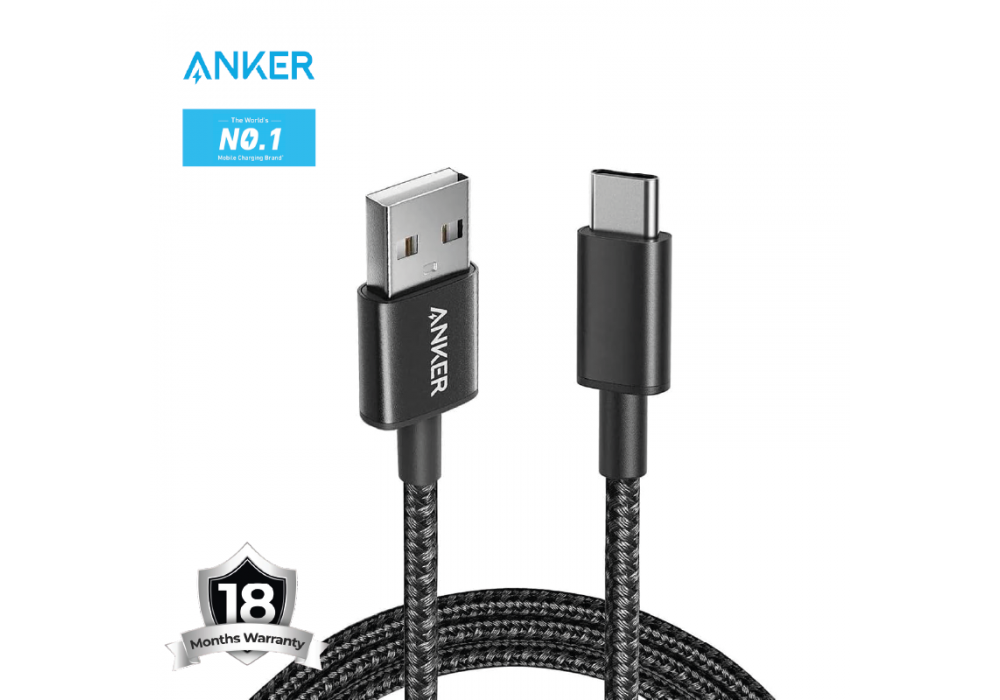 Anker USB-C to USB A 3.0 cable (6ft/1.8m), High Durability Type C Braided Charging Cable Compatible with All Android Devices And More - 18 Month Warranty
