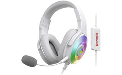Redragon H350 Rgb Wired Gaming Headset, Dynamic Rgb Backlight Stereo Surround Sound 50mm Drivers Detachable Microphone, Over Ear Headphones Works For Pc/ps4/xbox One/ns , White