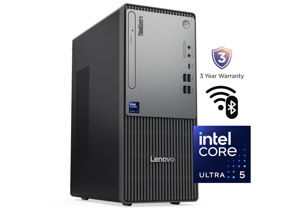 Lenovo ThinkCentre neo 50t Gen 6 – Tower Desktop, Intel Core Ultra 5 225, Integrated Intel Graphics, 8GB DDR5, 512GB PCIe 4.0 SSD, AI Boost NPU, Wi‑Fi 6 & Ethernet, Black - 3 Year Warranty