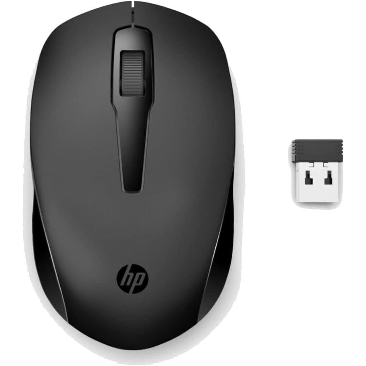 HP 150 Wireless Mouse, 3-Button with Dual Control Scroll Wheel 1600 DPI Optical Sensor with Ergonomic Design for All-Day Comfort for Lefty or Righty Use - Black