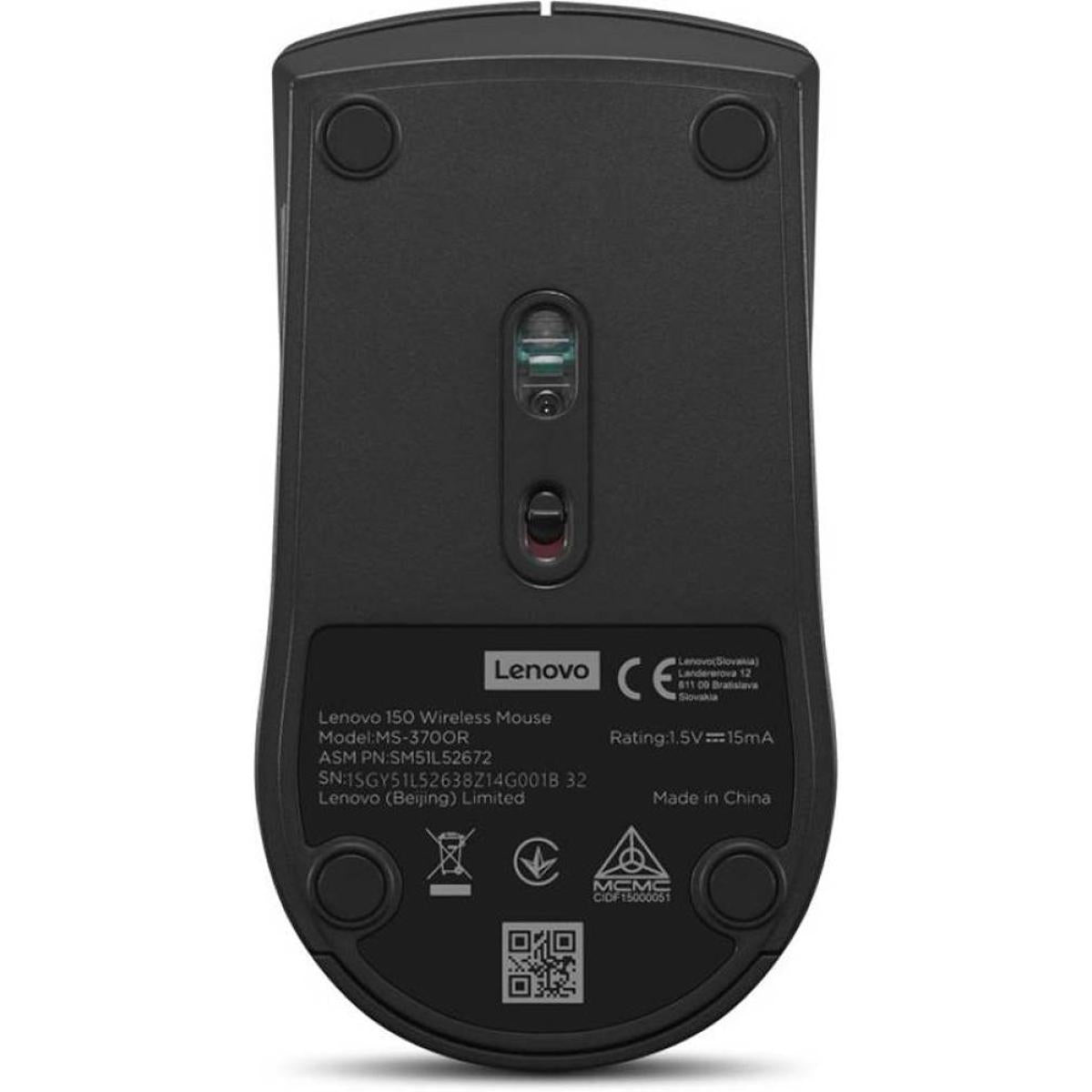 Lenovo 150 Wireless Mouse 1000 Dpi Resolution Huaxi Sensor 3 Buttons 2.4g Wireless Usb A Black Lenovo 150 Wireless Mouse 1000 Dpi Resolution Huaxi Sensor 3 Buttons 2.4g Wireless Usb A Black