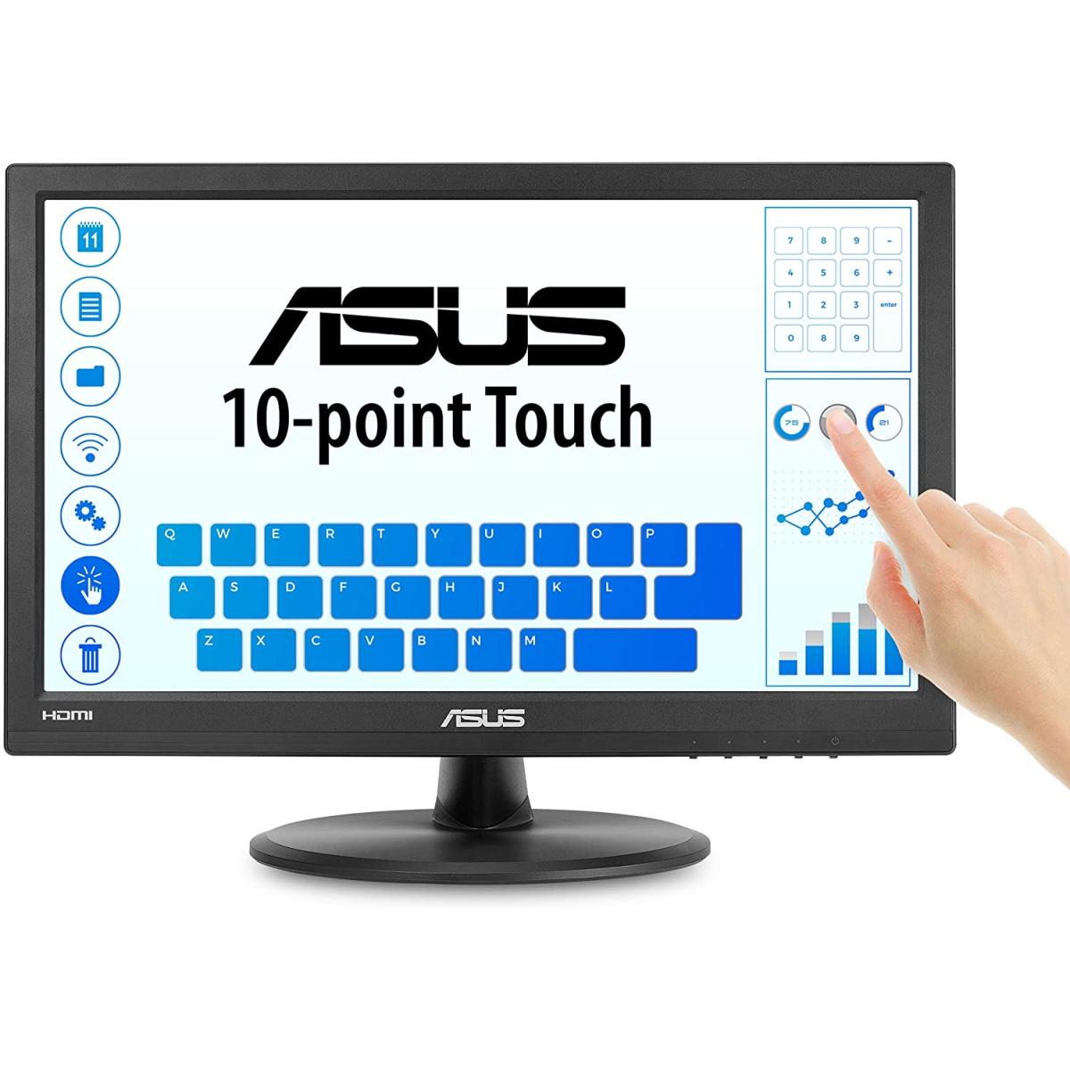 ASUS VT168HR Touch Monitor - 16 inch (15.6 inch viewable) 10-point Touch, HDMI, Flicker free, Low Blue Light, Wall-mountable, Eye care