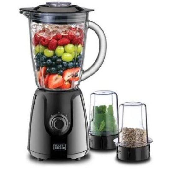 Black & Decker Blender with 2 Grinder, 400Watts, 1.5Lit, Black - BX440-B5