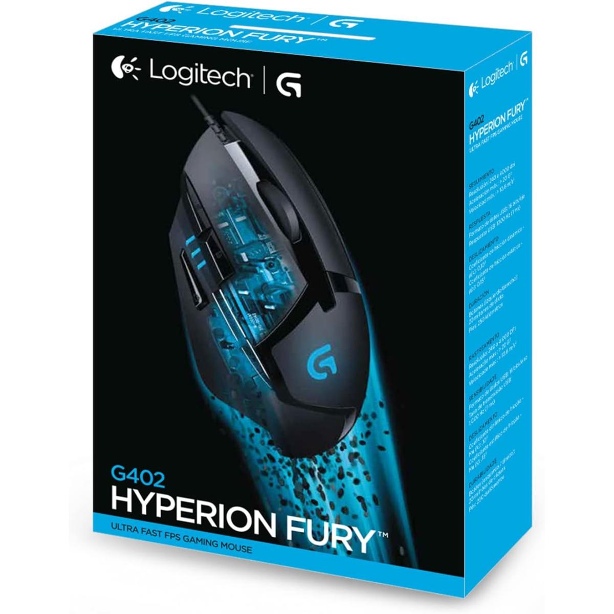 Logitech G402 Hyperion Fury Wired 4,000 Dpi Lightweight 8 Programmable Buttons Dpi Switch Button For Pc/mac Black - CompuMe