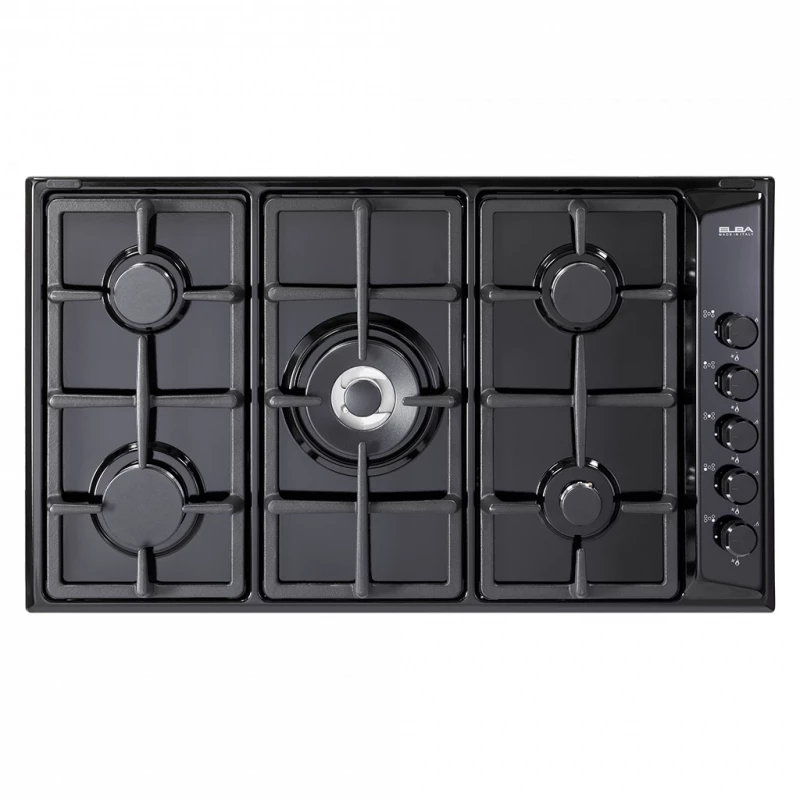 Elba Built in Gas Hob 90Cm, 5Burners, Black - EN 95-54V AND