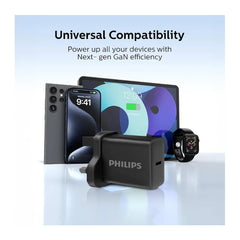 Philips DLP5312NB/12 GaN wall charger USB-C 30W with USB-C Cable Black