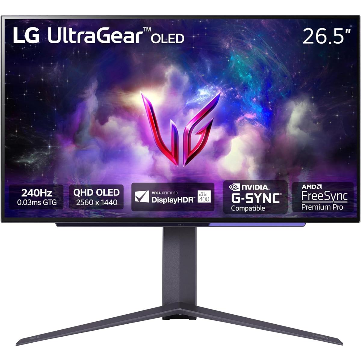 LG 27GS95QE-B UltraGear™ 27” OLED 2K HDR10 240Hz 0.03ms True Black 400 G-SYNC Compatible HDMI 2.1 Adjustable Stand - Black