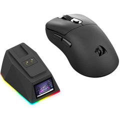 Redragon M998 Ultra Lightweight Wireless Gaming Mouse 3950 Sensor with RGB Magnetic Charging Dock, BT/2.4G Wireless/Wired Optical Mice, 30000 DPI, 5 Programmable Buttons for PC/Mac, Black