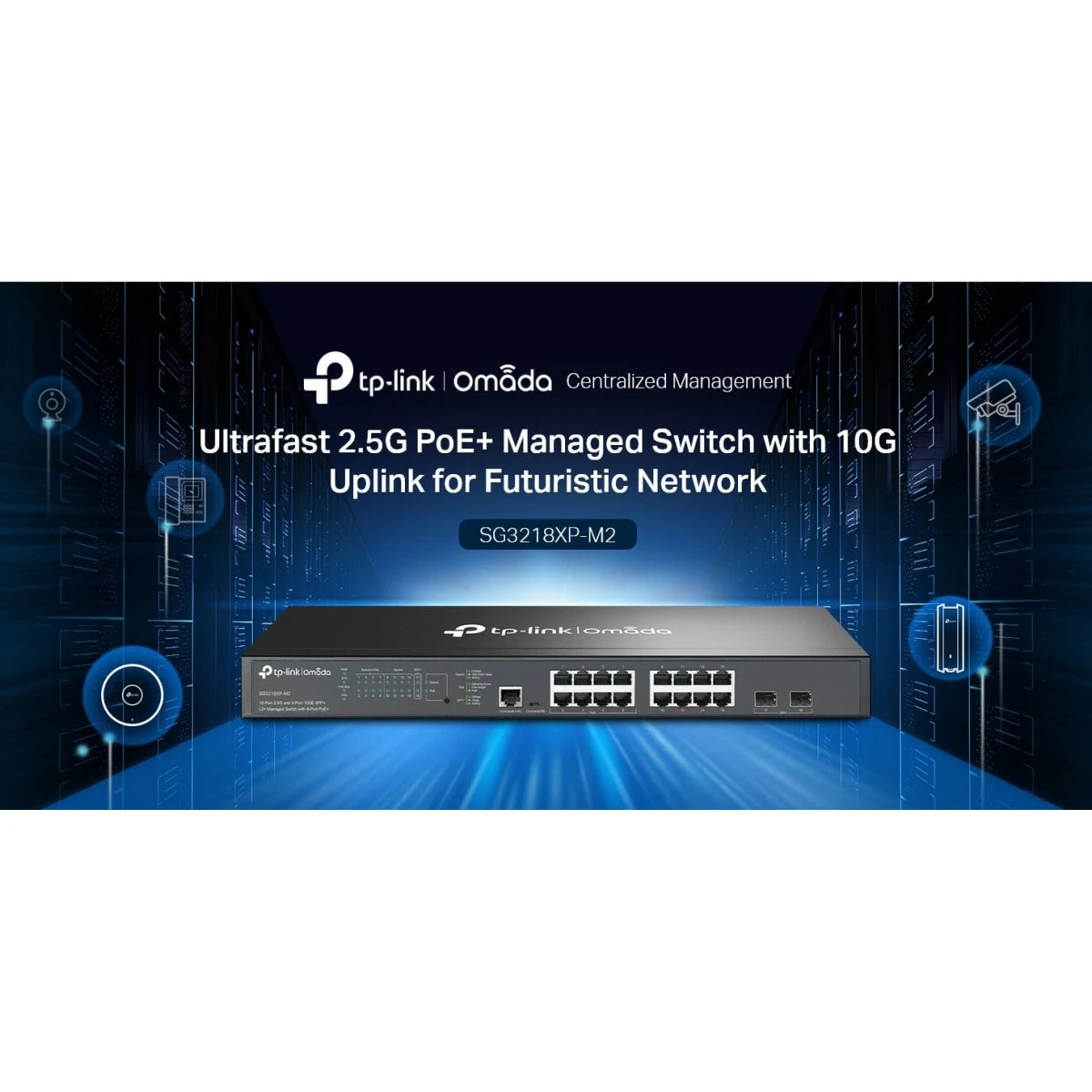 TP-Link Omada SG3218XP-M2 | 16 Port Multi-Gig 2.5G PoE Switch, 2x10GE SFP+ Port, 8 PoE+ Port@240W | L2+ Smart Managed | Support Omada SDN | Static Routing, IGMP Snooping, Abundant Security Features