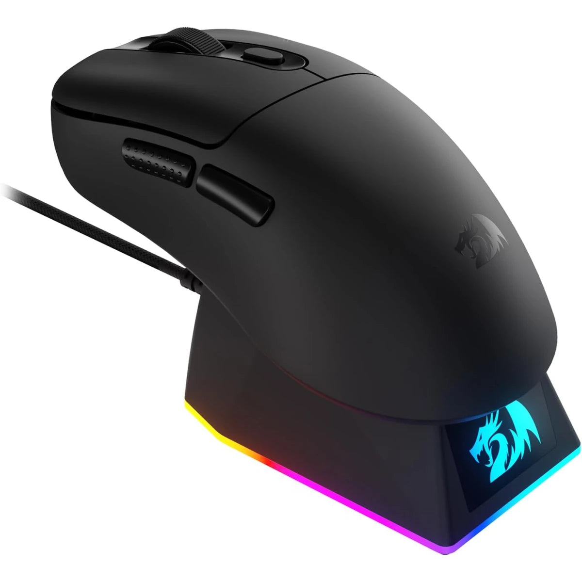 Redragon M998 Lightweight Wireless Gaming Mouse 3311 Sensor with RGB Magnetic Charging Dock, BT/2.4G Wireless/Wired Optical Mice, 24000 DPI, 5 Programmable Buttons for PC/Mac, Black