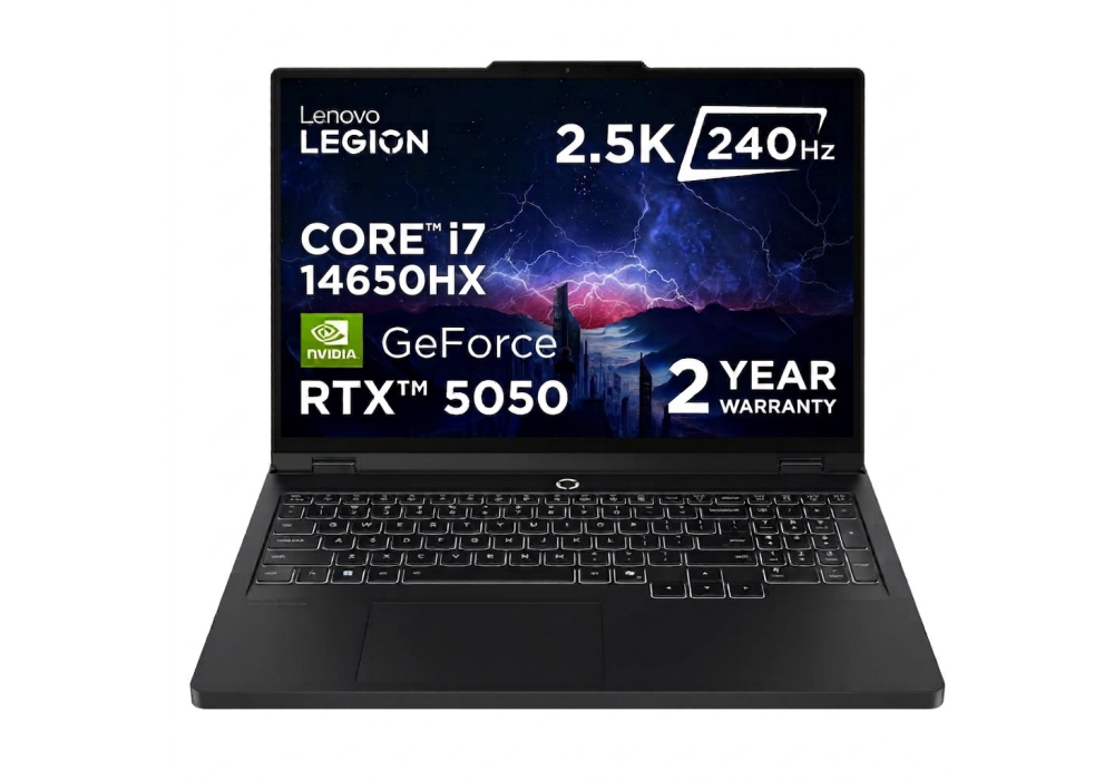 Lenovo Legion Pro 5 16IRX10 Gaming Laptop, Intel Core i7-14650HX 5.2GHz 30MB Cache, RTX 5050 8GB GDDR7, 16GB DDR5, 512GB SSD, 2.5K IPS 500nits 240Hz 100% DCI-P3 DisplayHDR™ 400 Dolby Vision, 2 Year Warranty - Eclipse Black