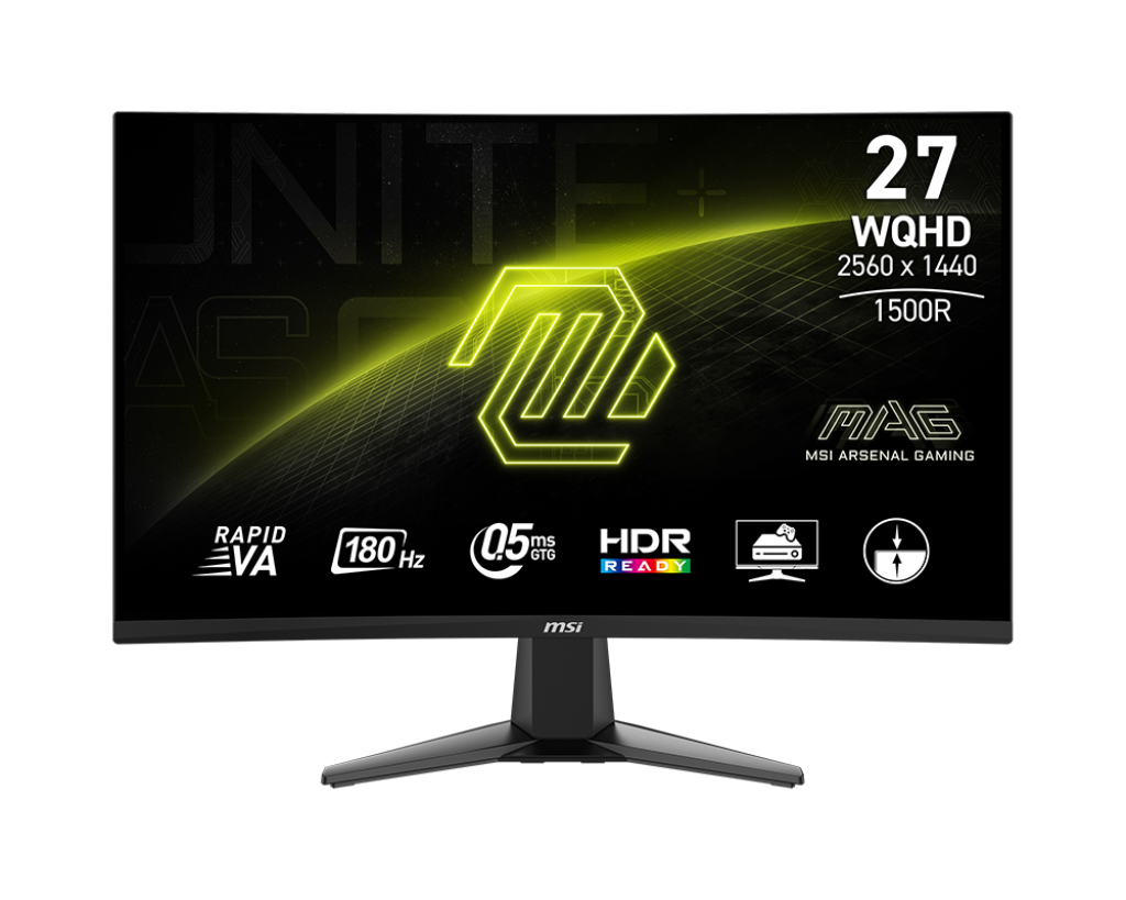 MSI MAG 27CQ6F 27 Inch WQHD Curved Gaming Monitor – 180Hz, 1500R, Adaptive-Sync