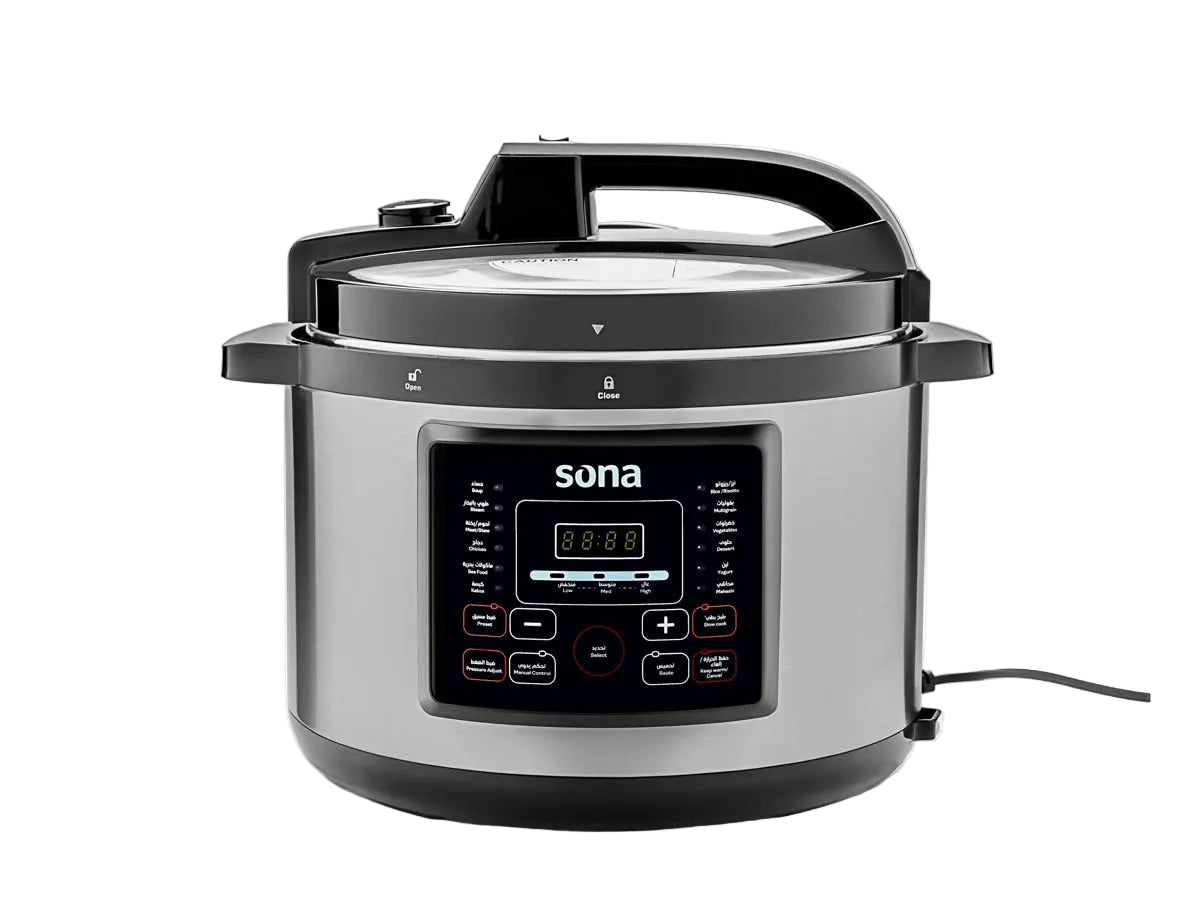 Sona Electric Pressure Cooker, 12Lit, 14Cooking Programs, 1500Watts, Silver - SPC-120LH