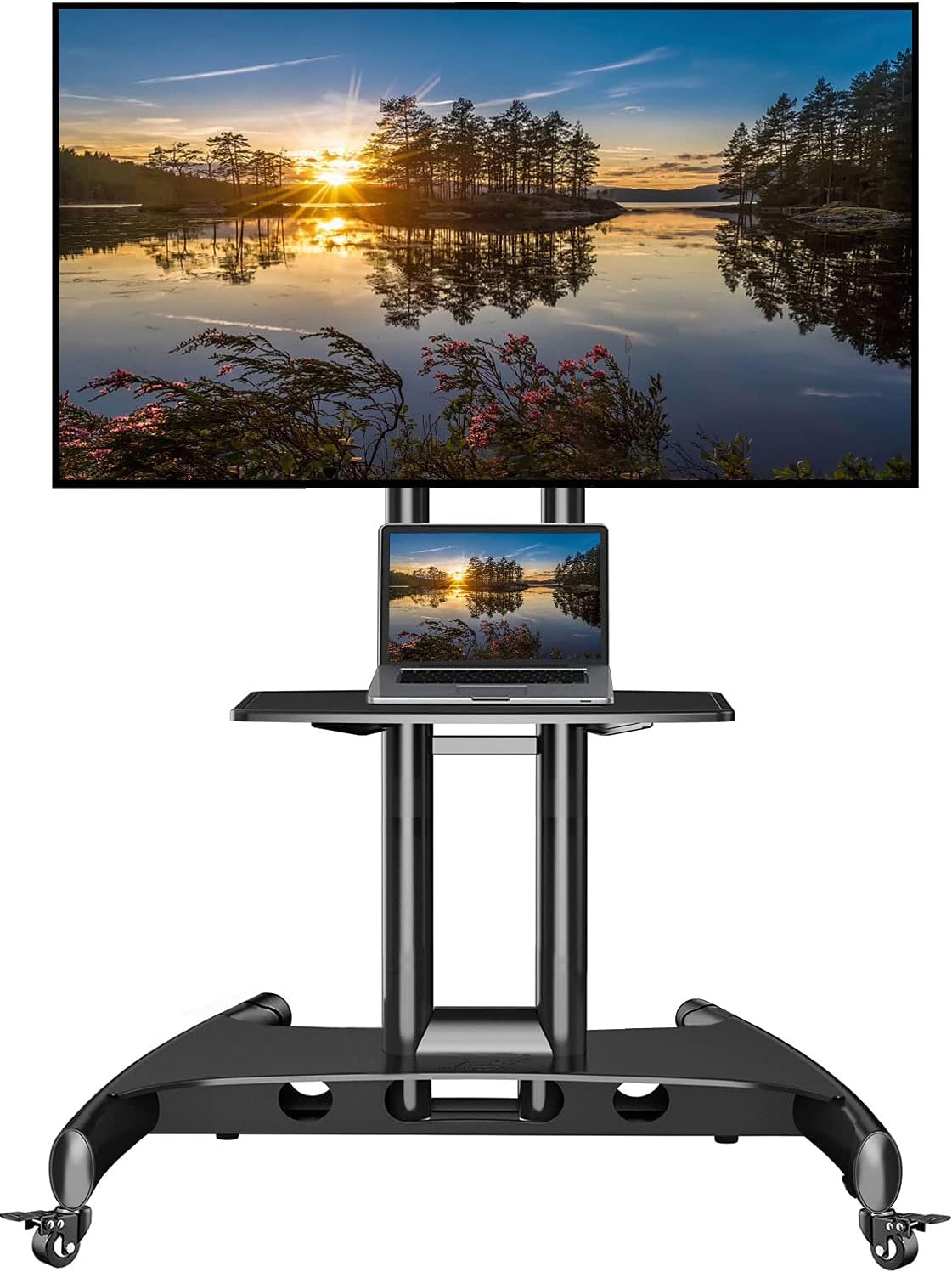 NB North Bayou AVA1500-60-1P TV Cart Rooling TV Stand with Wheels for 32 to 75 Inch (Black)