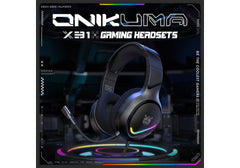 ONIKUMA X31 Over-Ear E-Sports Wired Headphones with MIC RGB Light Adjustable 7.1Surround Sound Comfortable Wearing for PC gaming