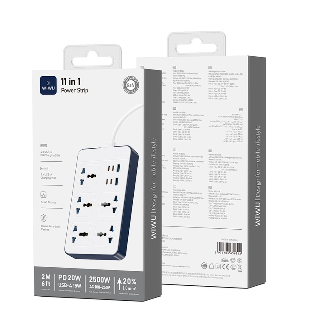 WIWU 11 IN 1 Power Strips CHARGING STATION 2500W