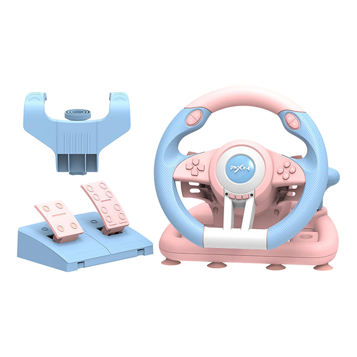 PXN Steering Wheel V3III 180° PC Gaming Steering Racing Wheel - BLUE / PINK
