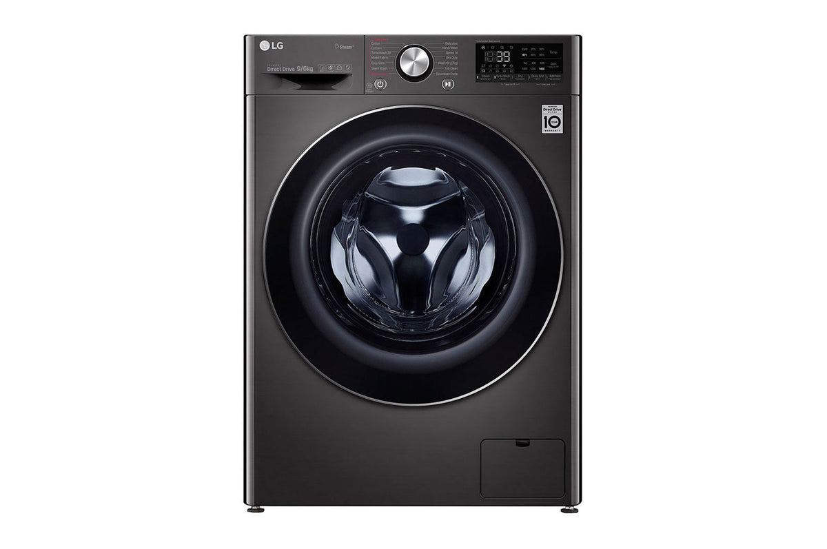 LG Front Load Wash & Dryer Machine A, 12KG Wash & 8KG Dryer, 1400RPM, Glass Door, Black Steel - F4V9BCP2EE.SBLPEL