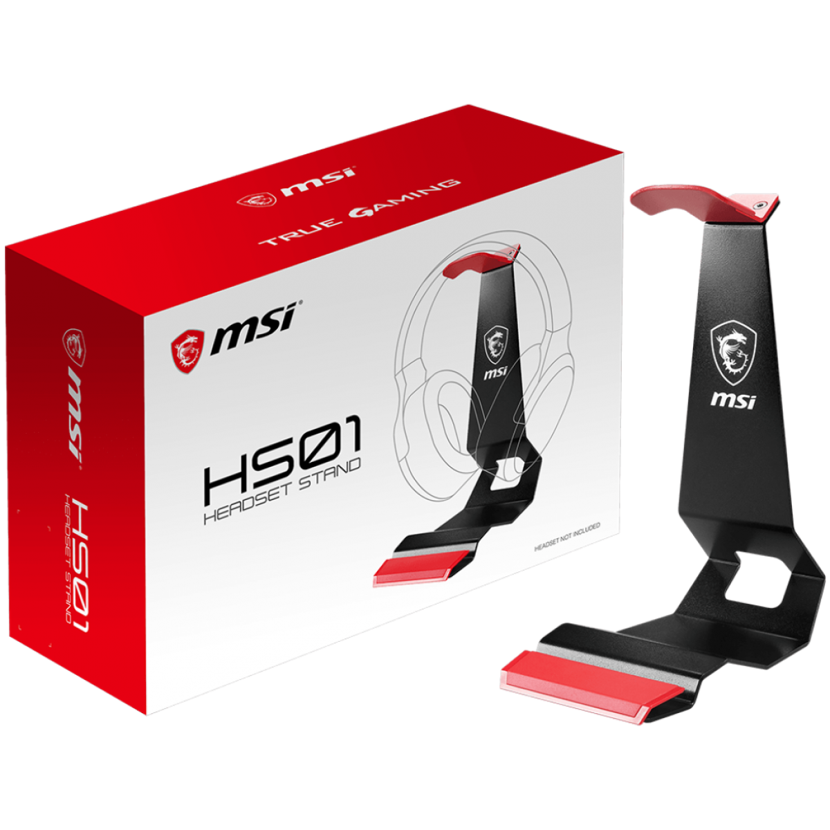 MSI HS01 Black With Red, Solid Metal Design, Gaming Headset Stand