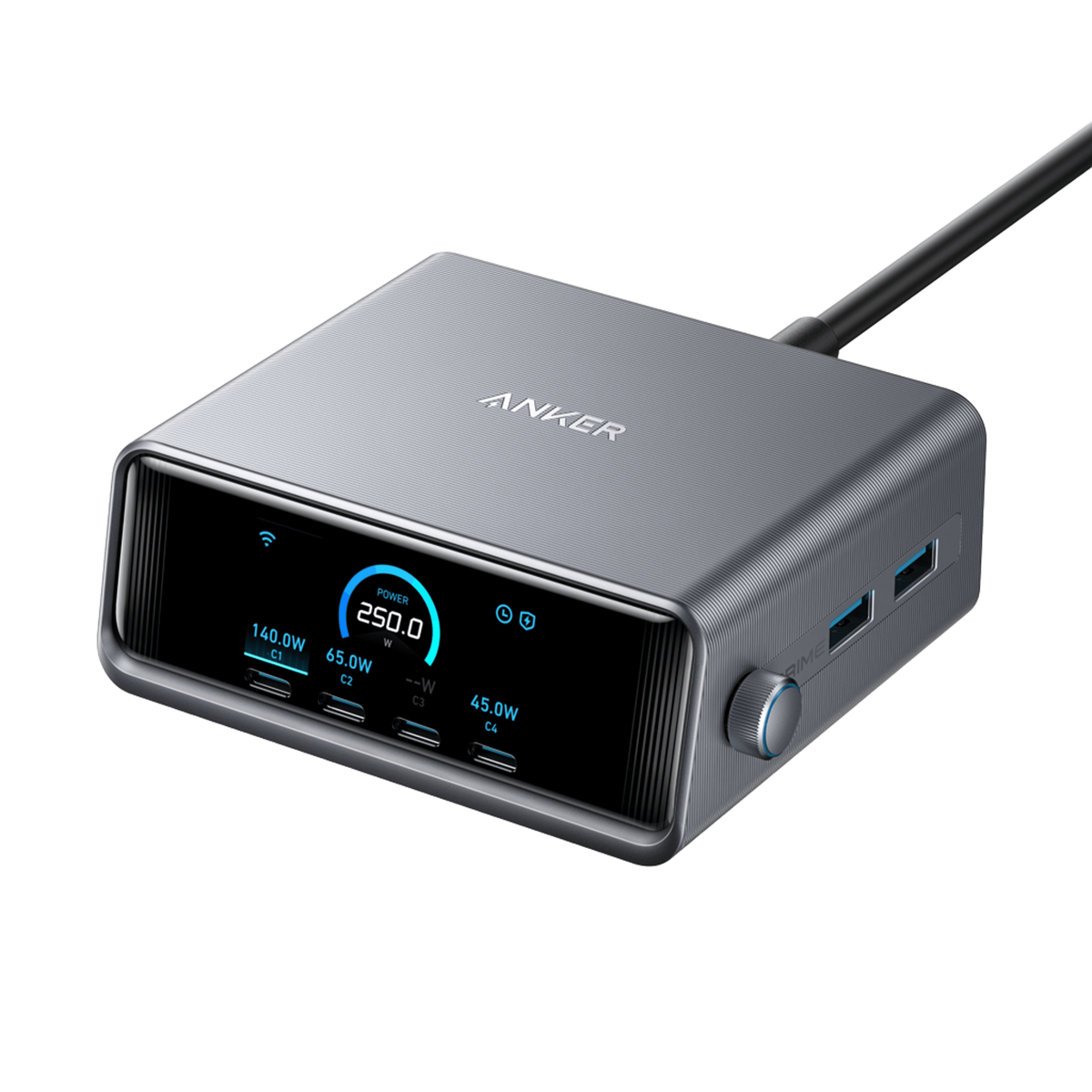 ANKER PRIME 250W GAN DESKTOP CHARGER 6 PORTS SILVER