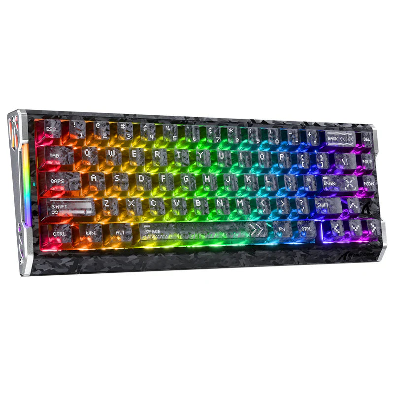 ATTACK SHARK R68 HE 60% Wired Rapid Trigger 8K Mechanical RGB Gaming Keyboard with 0.005mm Accuracy,0.08ms Latency,256K Scan,Hall Effect Magnetic Switch,Carbon Fiber+CNC Aluminum Alloy for PC FPS(Ink)