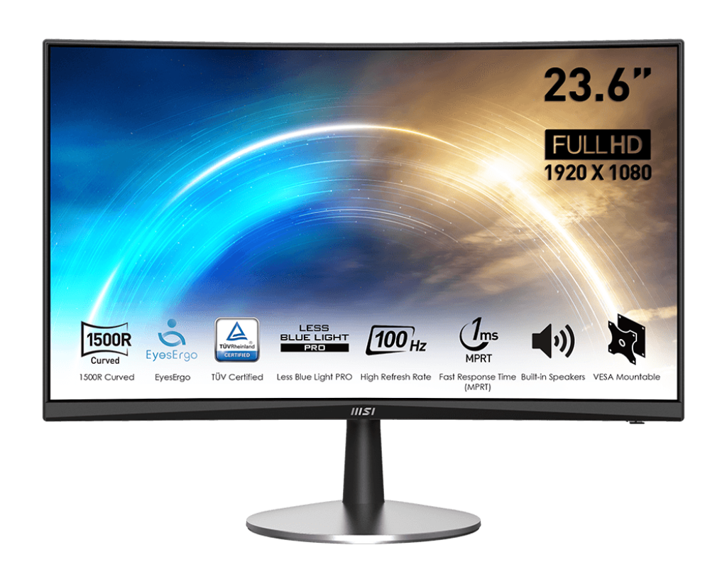 MSI PRO MP2422C 24-inch FHD, Frequency 100Hz VA, Curve 1500R, Black Monitor
