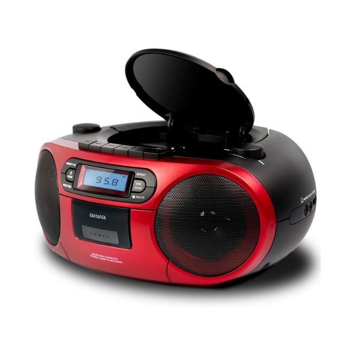 Aiwa BBTC-550 boombox AM/FM radio and Bluetooth connectivity - RED