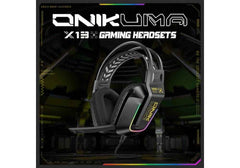 ONIKUMA X13 Noise Cancelling Headphones Wired Gaming Headset Music Earphones Suitable For Computer Laptop With RGB Lighting Mic, 50mm Drivers, 120° Adjustable Mic, Multi-Color Options