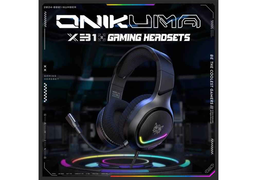 ONIKUMA X31 Over-Ear E-Sports Wired Headphones with MIC RGB Light Adjustable 7.1Surround Sound Comfortable Wearing for PC gaming