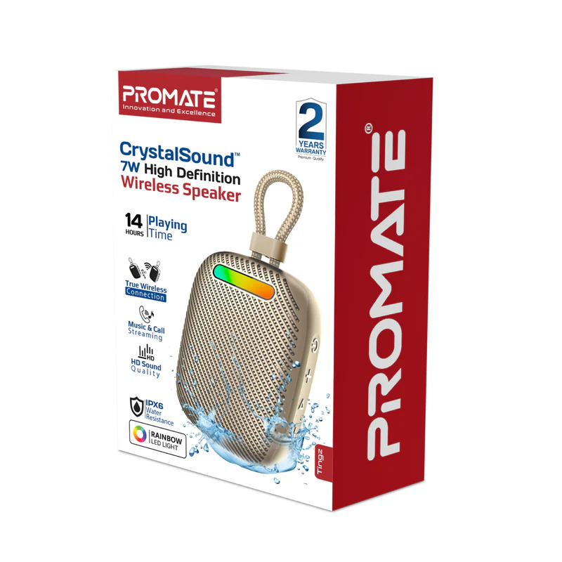 Promate Tingz CrystalSound 7W High-Definition Wireless Speaker - Titanium