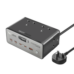 Promate PowerBrix-160 160W GaNFast PD 3.1 Charging Station with 3250W Quad AC Sockets