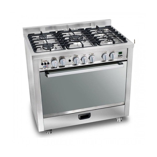 Samix Gas Cooker I-Cook, 90x60Cm, 5Burners, Full Safety, Stainless Steel - I COOK
