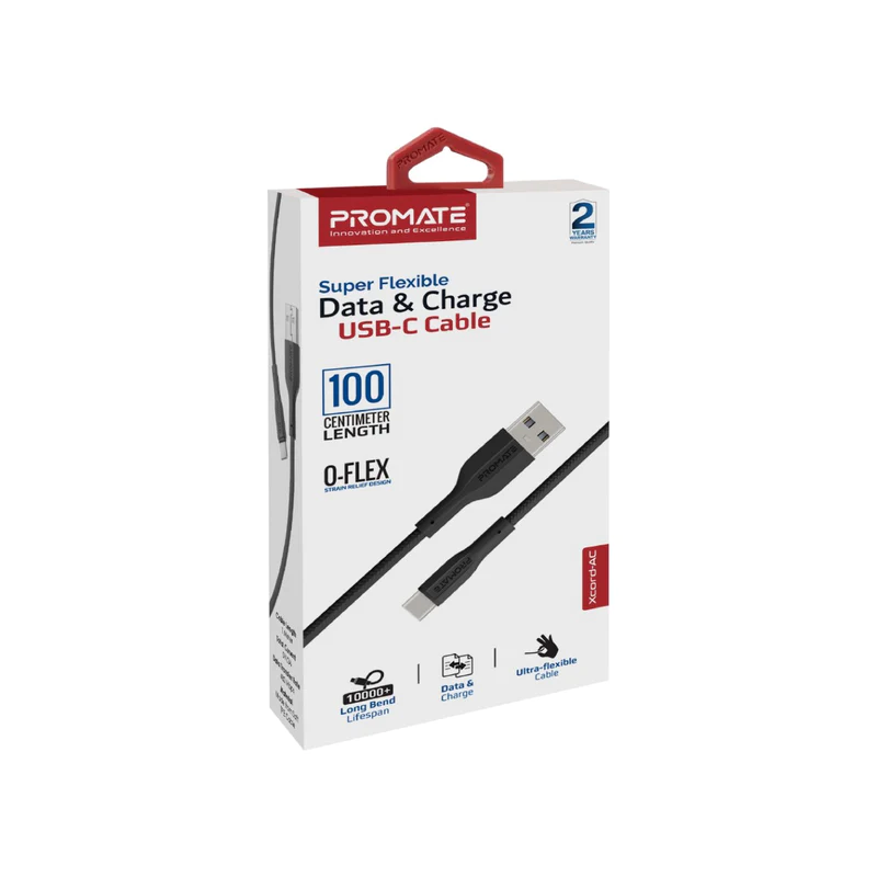 PROMATE XCORD-AC BLACK Data and Charge USB-C Cable