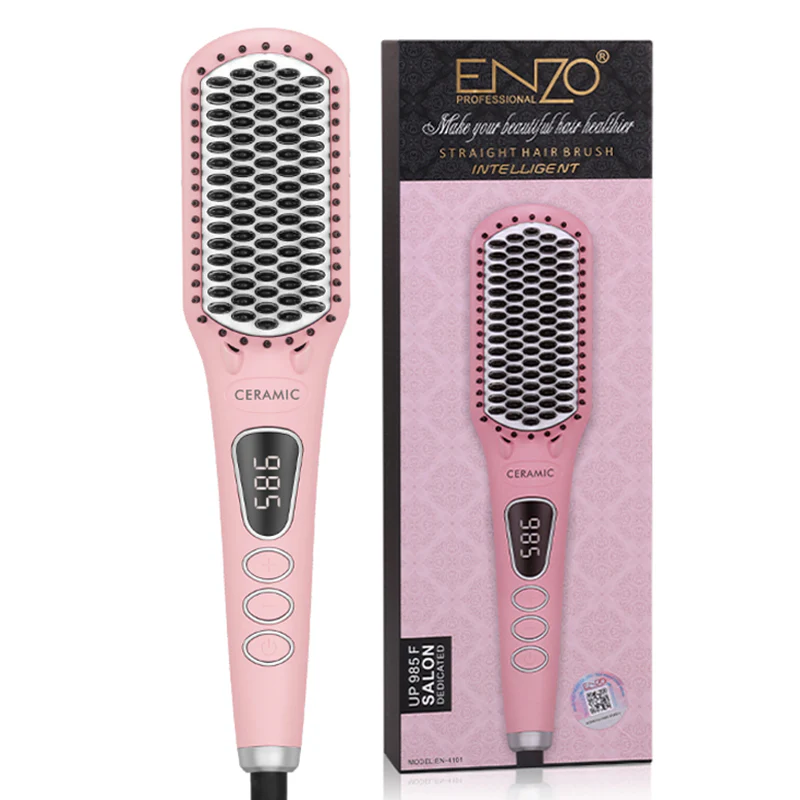 Enzo Hair Straightener Brush, 65Watts, Multi Color - EN-4101