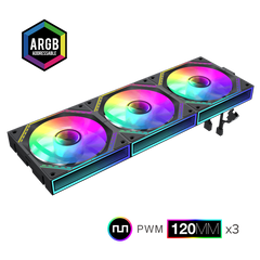 GameMax FN12A-S3I, 120mm Black frame ARGB Fan x3 120mm Cooling Fan