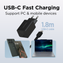 Lenovo GaN Nano 65W USB‑C Adapter with 1.8m Cable – Ultra‑Compact GaN Charger, 91% Efficiency, Universal Fast Power Delivery for ThinkPad, IdeaPad, Yoga