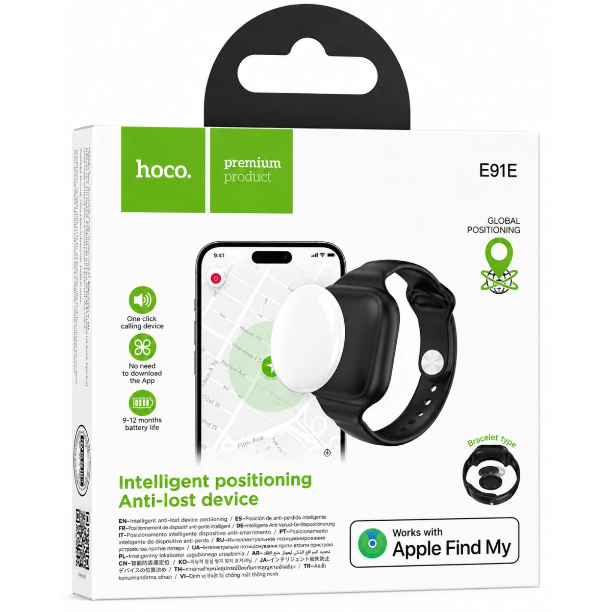 HOCO E91E Smart Tracker Bracelet with Apple Find My - Black