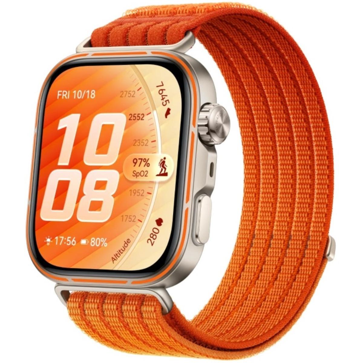 HUAWEI WATCH FIT 5 Pro Smartwatch with Gradient Orange Nylon Strap - Grey/Orange + Free Gift