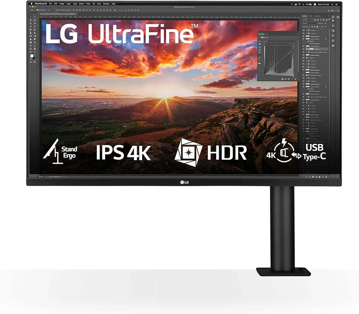 LG 32UN880K-B UltraFine Business Monitor - 31.5-inch 4K UHD 5ms 60Hz HDR10 Height Adjustable