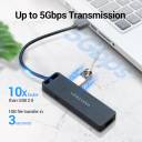Vention 5‑in‑1 USB 3.0 Hub – 4× USB 3.0 Expansion, 5Gbps Fast Sync, Over‑Voltage Protection, Compact Travel Design