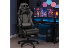 CompuMe Gaming Chair With Foot Set High Back Computer Chair Desk Chair Racing Executive Ergonomic Adjustable Swivel Chair with Headrest and Lumbar Support - Black & Orange