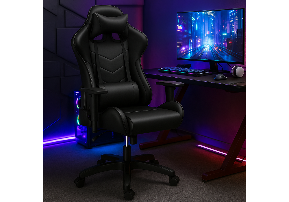Gaming Chair G03 with Adjustable Hand-Holder and HIGH-BACK Ergonomic Racing Seat - Black